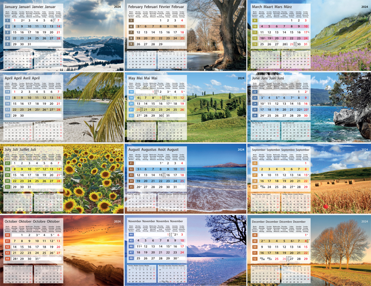 Desk calendar 2024 Serenity 13p 21x15cm Images