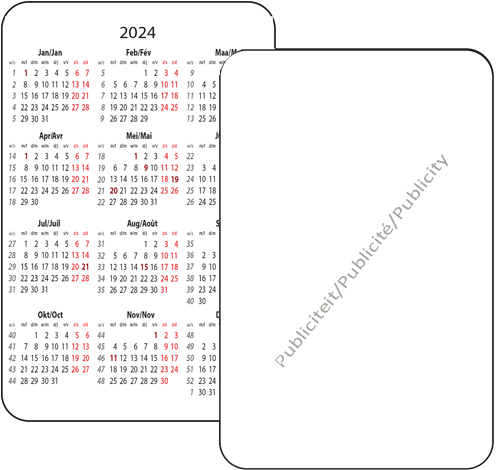 Pocket calendar 2024 single