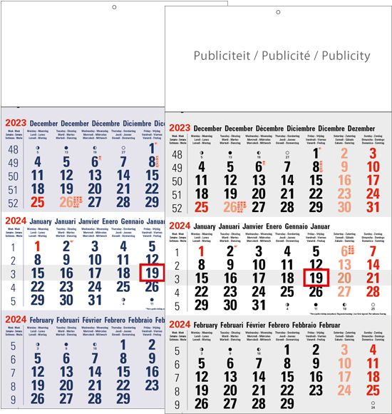 Shipping calendar 3 months 2024 Classic