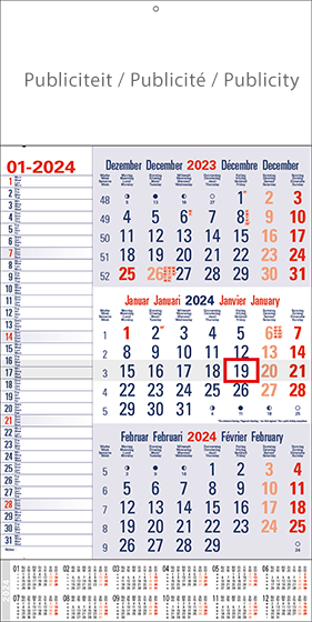 Shipping calendar 3 months 2024 Memo with year summary