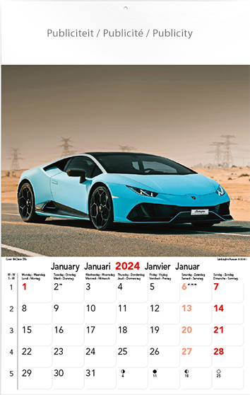 Wall calendar 2024 Sports Cars 13p 30x47cm